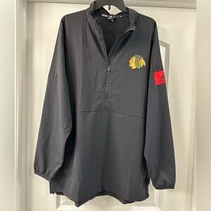 Men's Adidas Chicago Blackhawks NHL Authentic 1/4 Zip Pullover Black XL